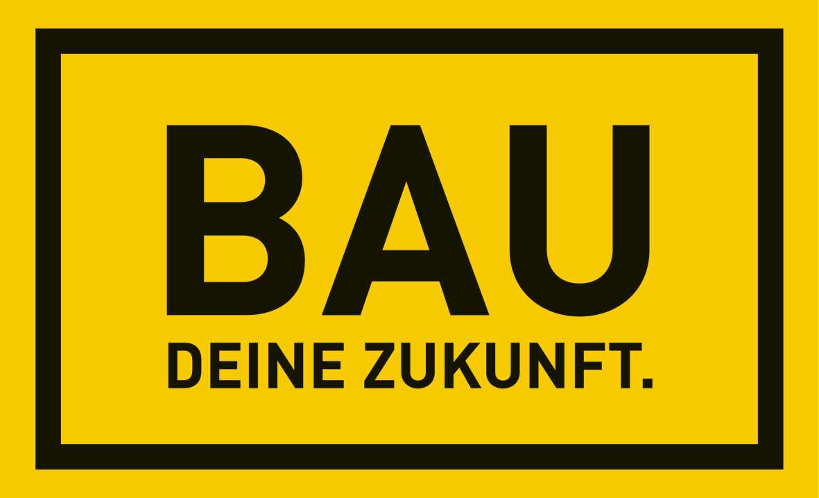 Die Grafik zeigt ein gelbes Rechteck mit schwarzer Schrift: "BAU DEINE ZUKUNFT". Sie vermittelt eine motivierende Botschaft, die mit dem Bau und der Gestaltung der eigenen Zukunft verbunden ist.